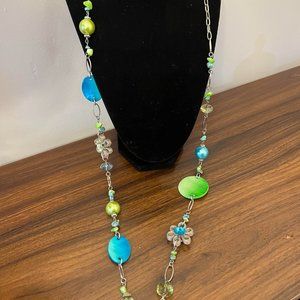 Green blue sweet long necklace